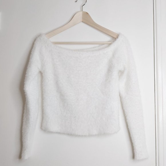 H&M BNWOT white fuzzy sweater - Picture 4 of 5